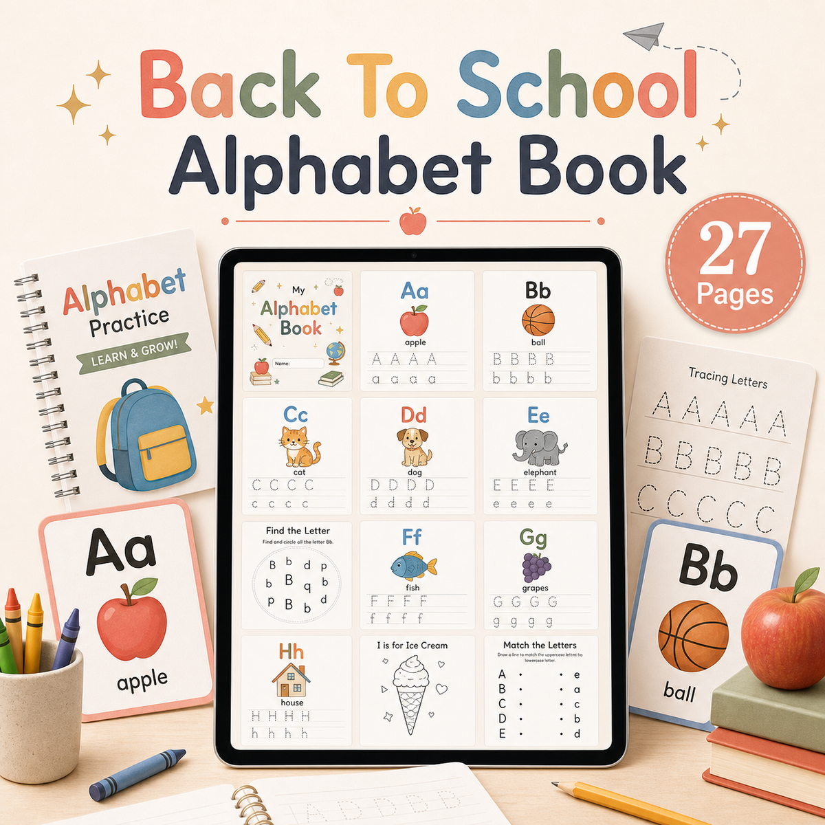 Back To School Alphabet Book - 27 Pages