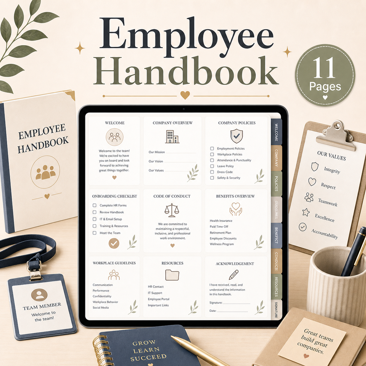 Employee Handbook - 11 Pages
