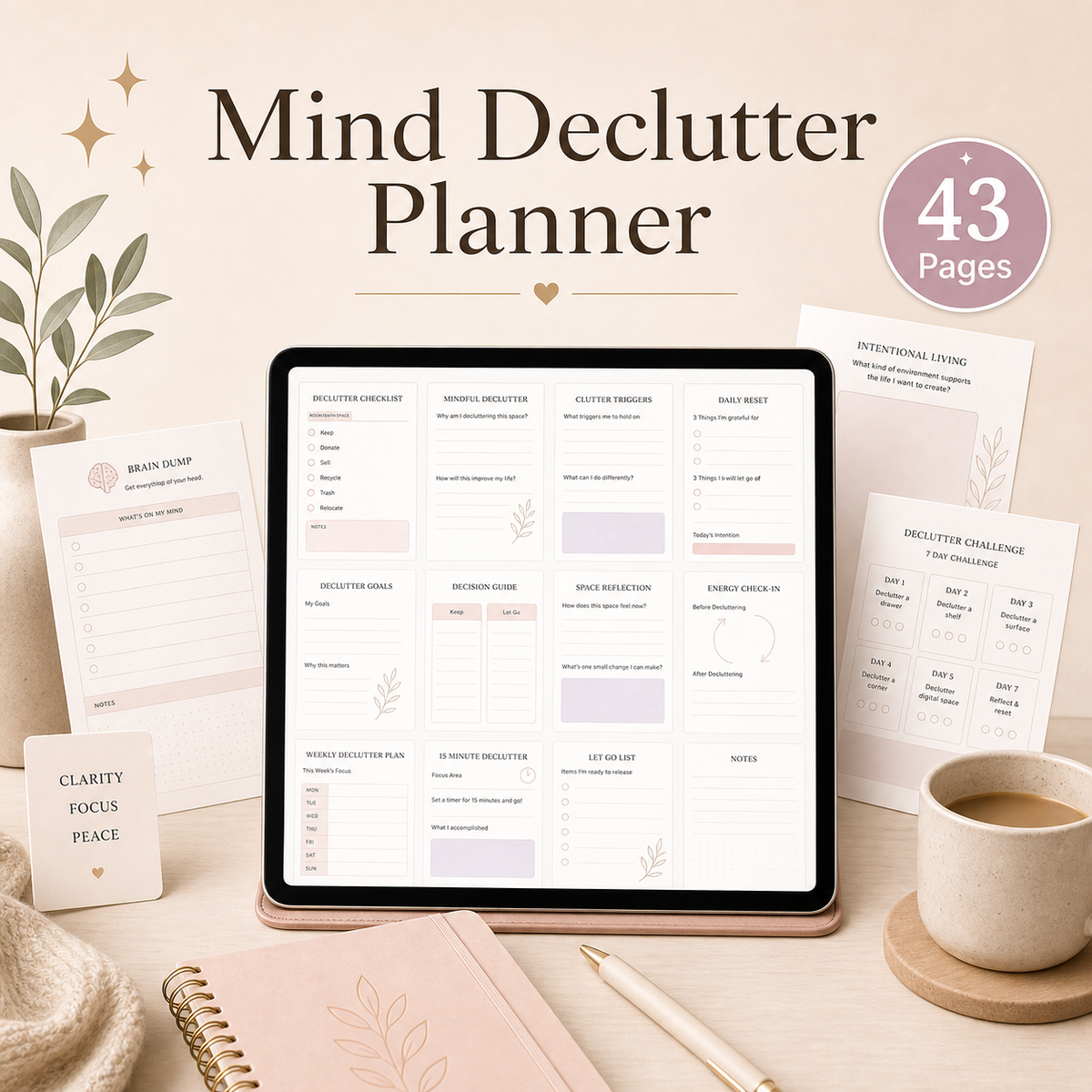 Mind Declutter Planner: 43 Pages