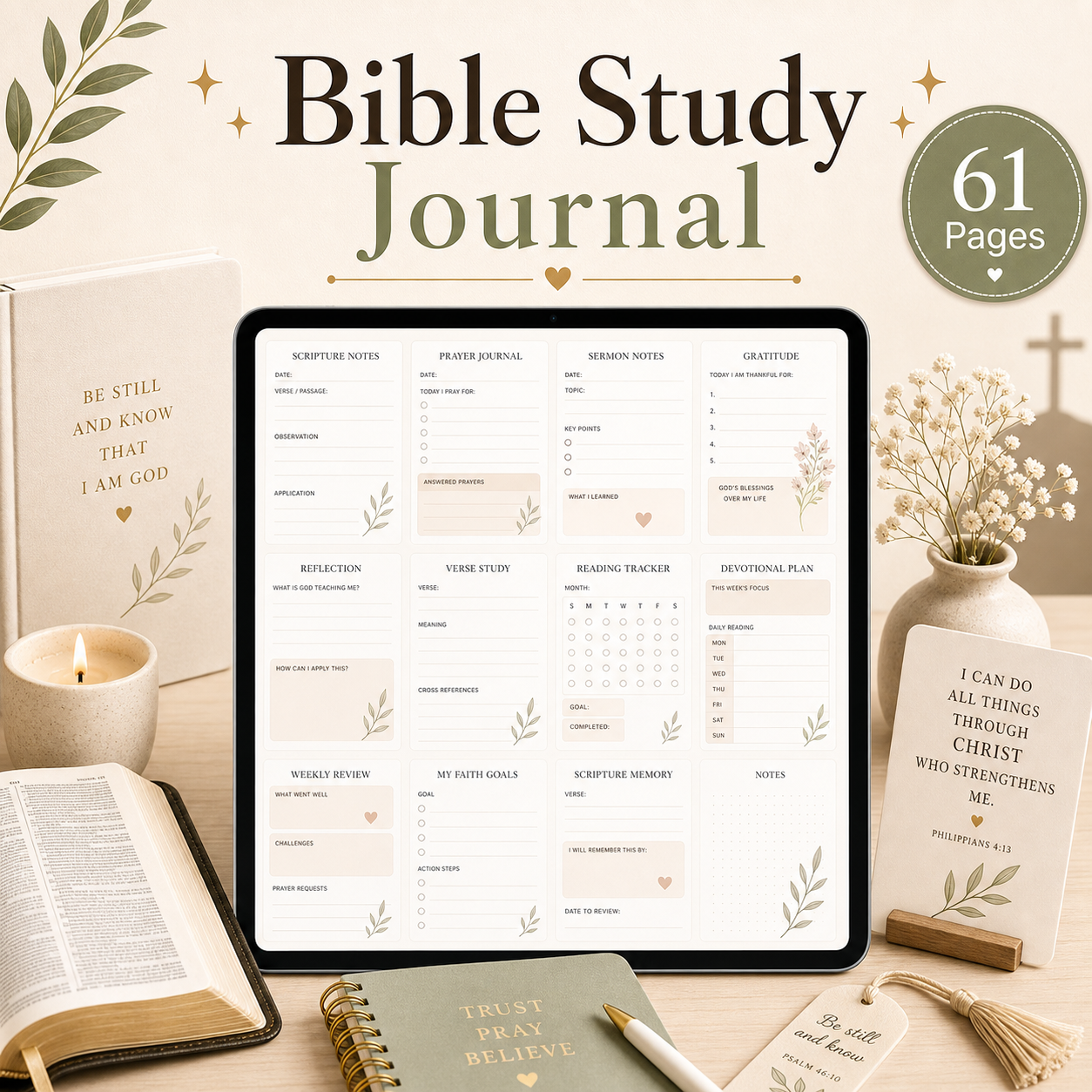 Bible Study Journal - 61 Pages