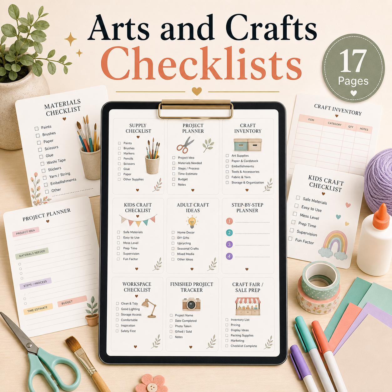 Arts and Crafts Checklists - 17 Pages