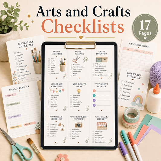 Arts and Crafts Checklists - 17 Pages