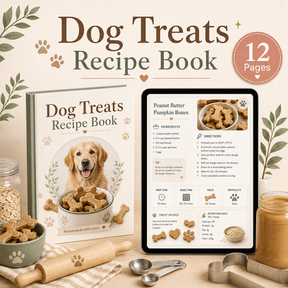Dog treats recipe book - 12 Pages