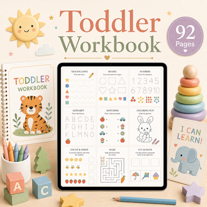 Toddler Workbook - 92 Pages