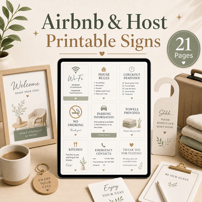 Airbnb & Host Printable Signs - 21 Pages