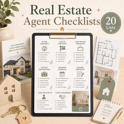 Real Estate Agent Checklists - 20 Lists