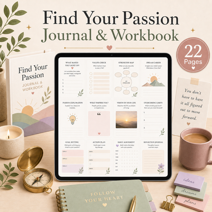 Find Your Passion Journal & Workbook - 22 Pages