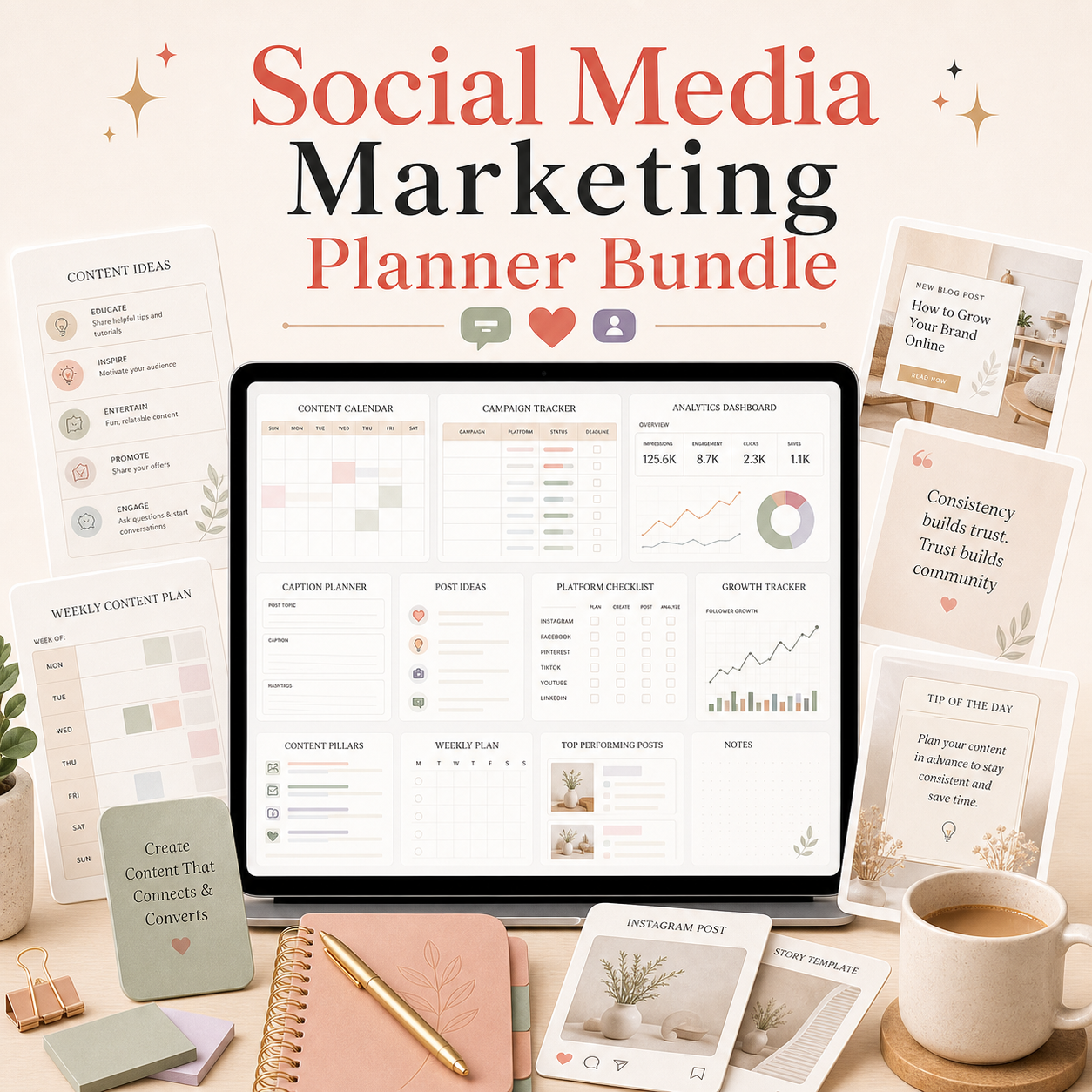 Social Media Marketing Planner Bundle