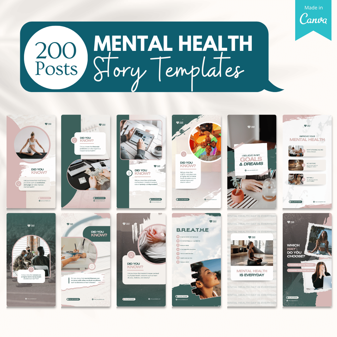 Mental Health Canva Templates Bundle